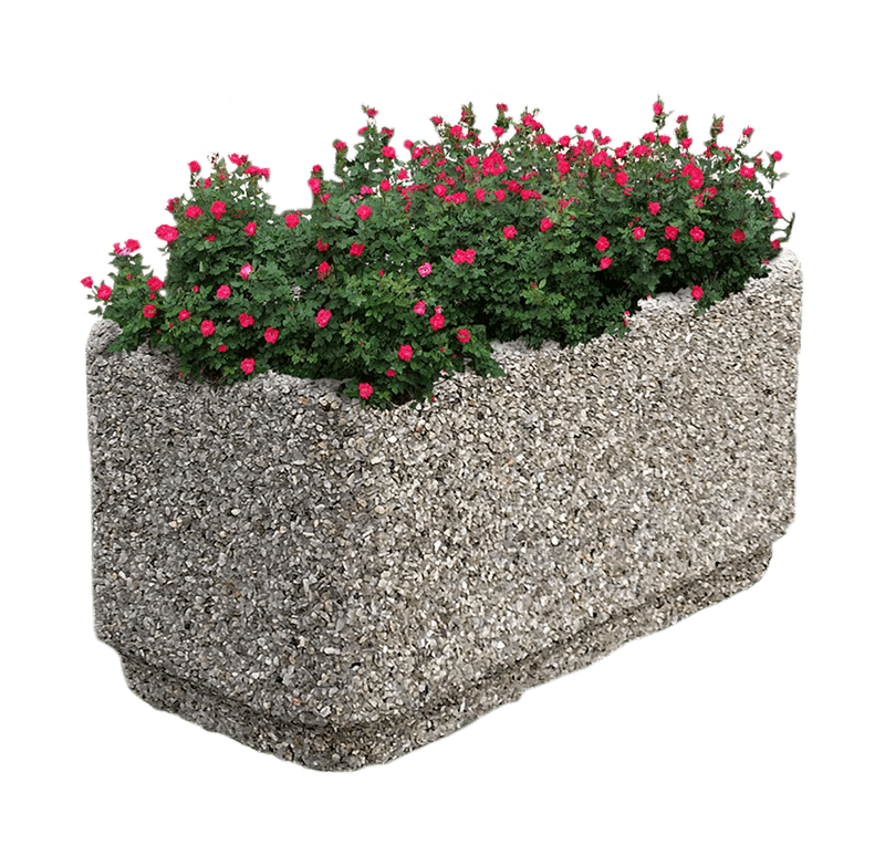 Цветочная клумба по технологии мытый бетон